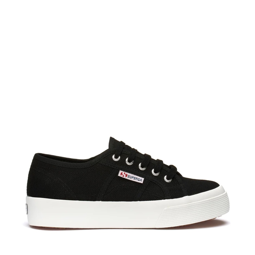 Superga Kids 2730 Platform Unisex Sneakers in Black and White Size 29